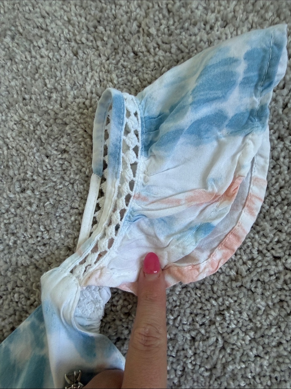 Japna Tie-Dye Maxi Dress Ruffle Hem Blue & Pink Large - Picture 3 of 6